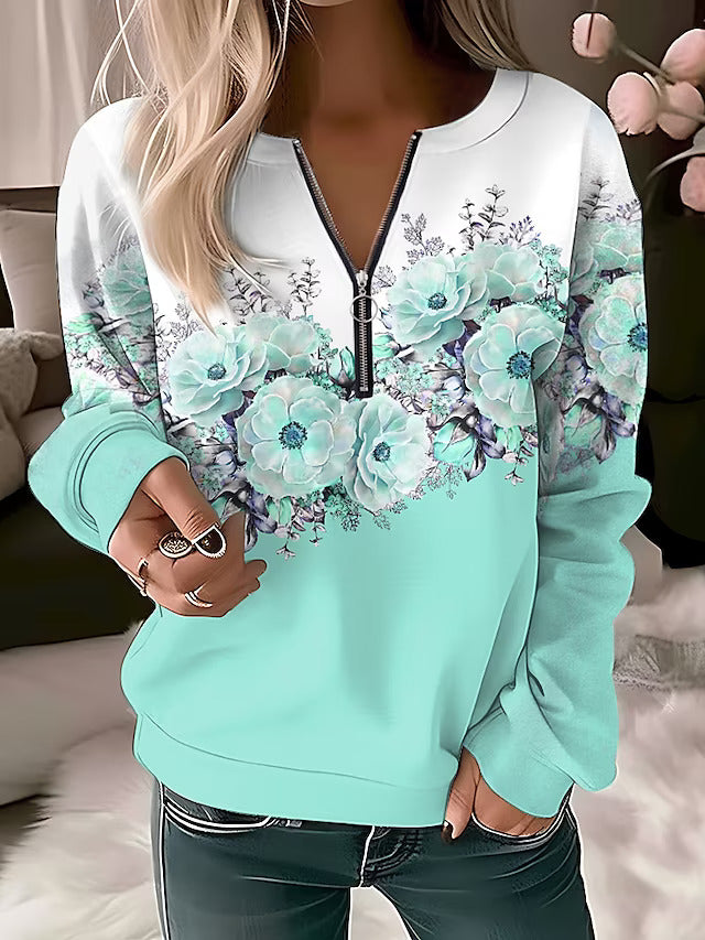 Alysée  Floral Zip-up Sweater