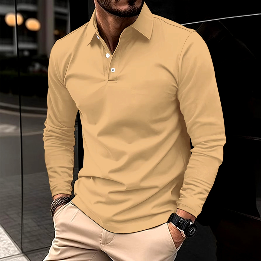 Jack Casual Comfortable Long-Sleeved Polo T-Shirt