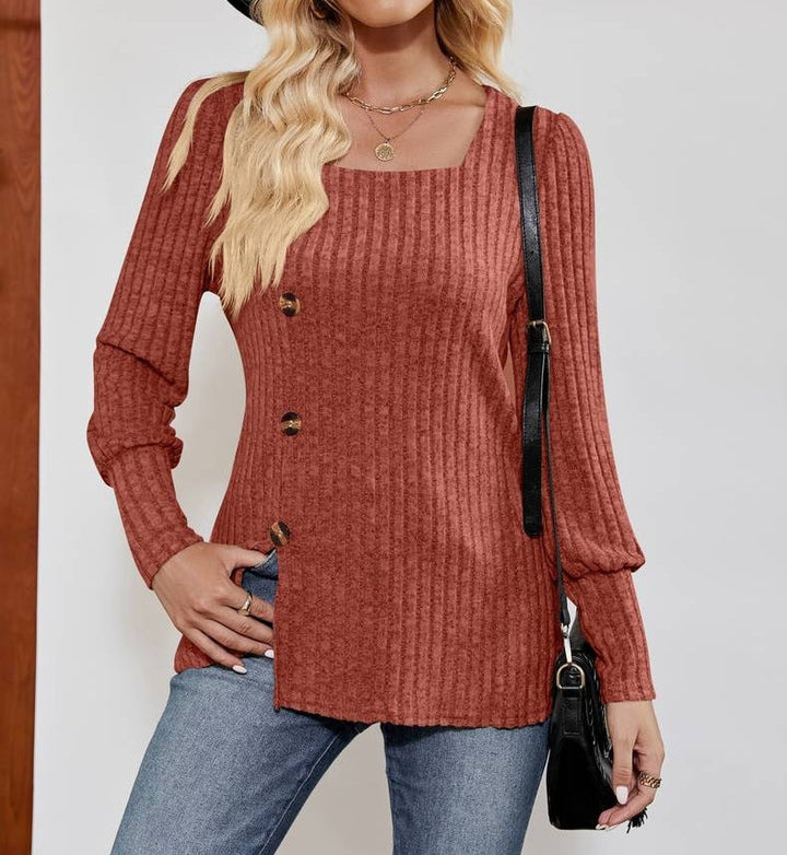 Milea Chic Top With Square Collar