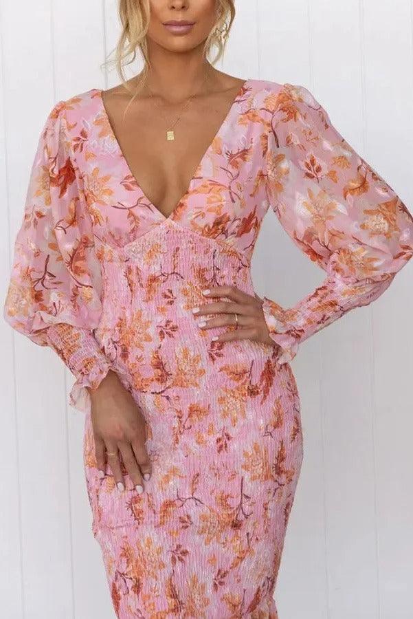 Roxanne Floral Ruffle Midi Dress