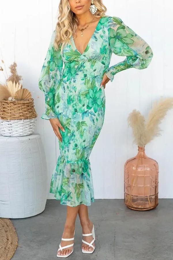Roxanne Floral Ruffle Midi Dress