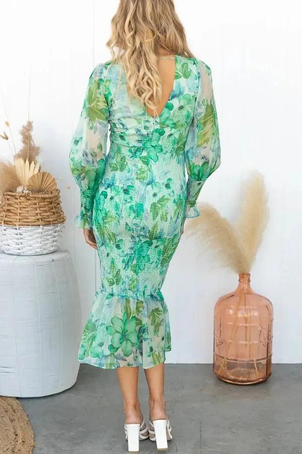 Roxanne Floral Ruffle Midi Dress