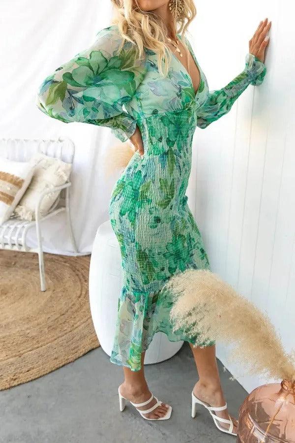 Roxanne Floral Ruffle Midi Dress