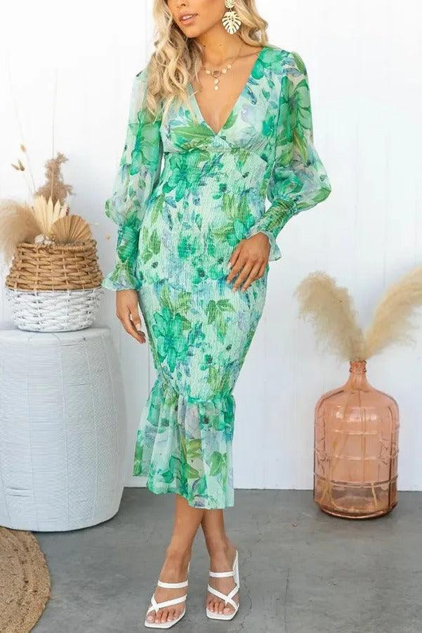 Roxanne Floral Ruffle Midi Dress