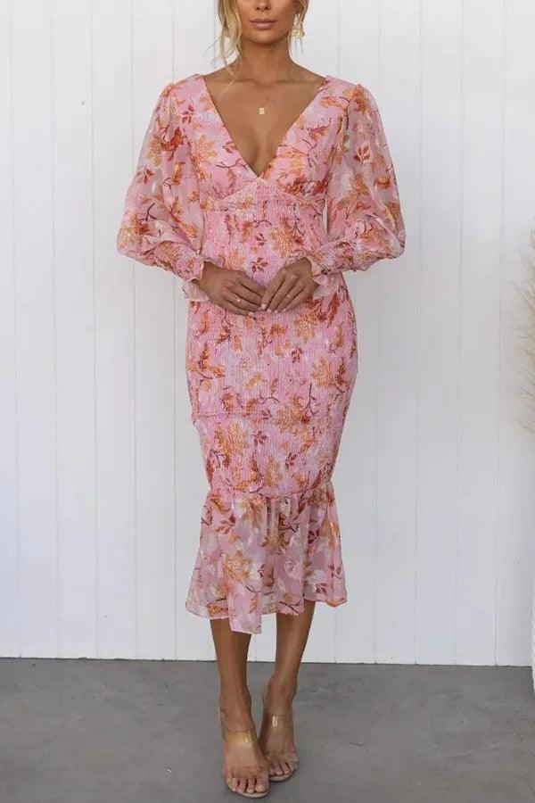 Roxanne Floral Ruffle Midi Dress