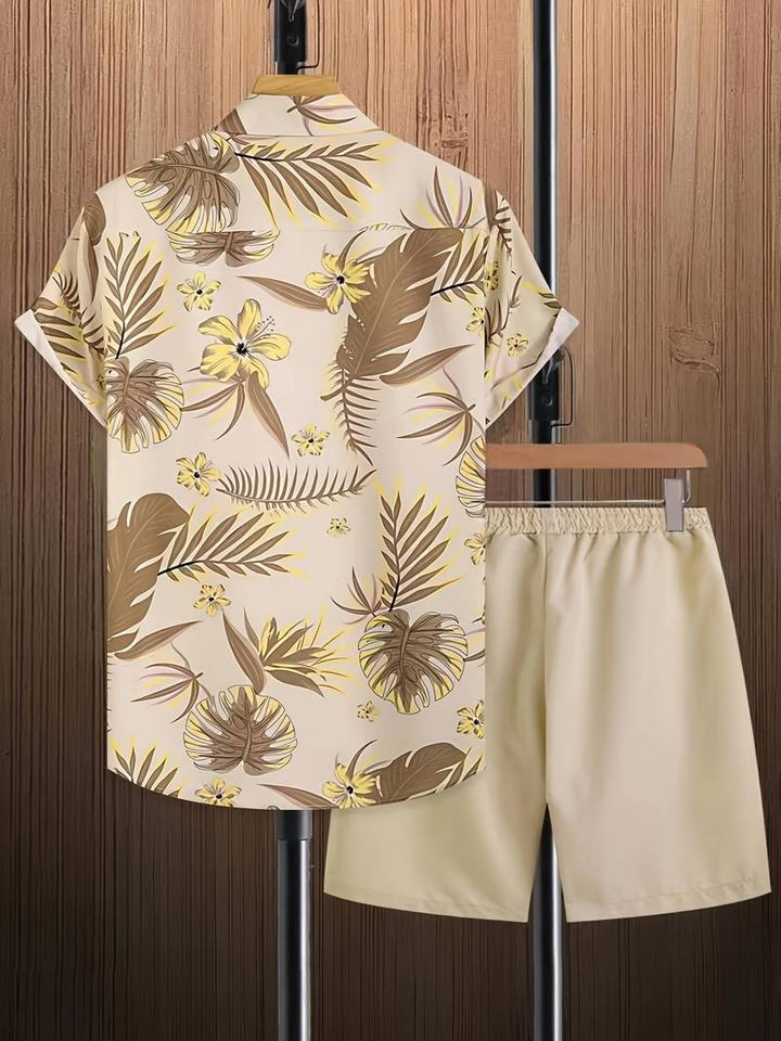 Enrico Trendy Floral Print 2-Piece Polo Shirt Set