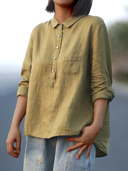 Kiona Long Sleeve and Front Pocket Shirt with Buttons