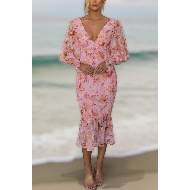 Roxanne Floral Ruffle Midi Dress