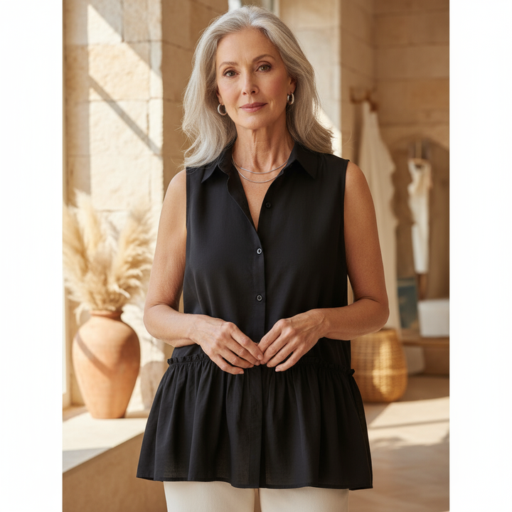 Aquila Ruffle Buttoned Top