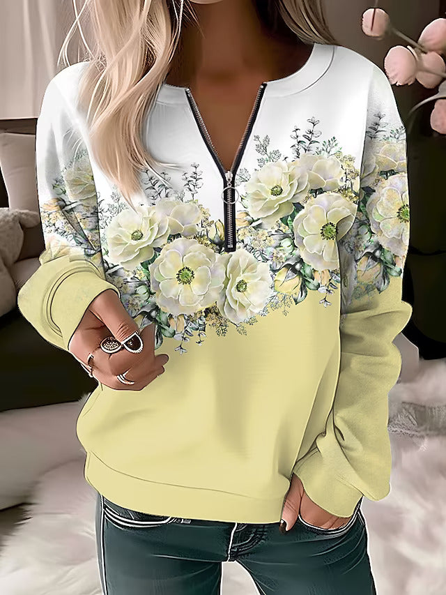 Alysée  Floral Zip-up Sweater