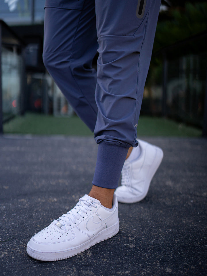 High-waisted ribbed cargo joggers