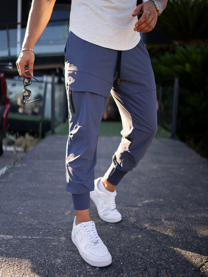 High-waisted ribbed cargo joggers