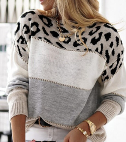 Katya Stylish Leopard Sweater