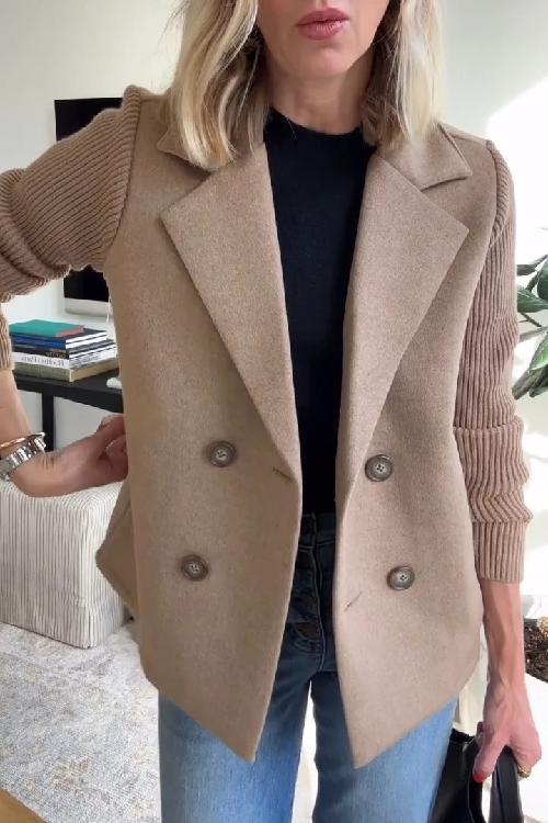 Amanda Button patchwork sleeves casual coat