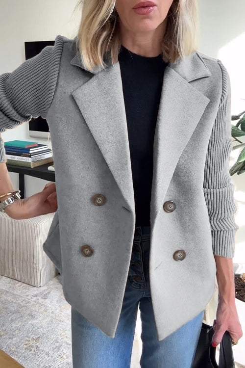 Amanda Button patchwork sleeves casual coat
