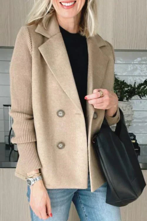 Amanda Button patchwork sleeves casual coat