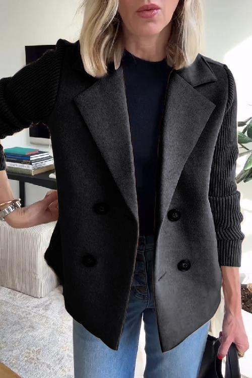 Amanda Button patchwork sleeves casual coat