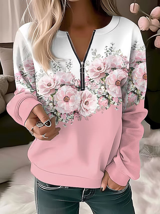 Alysée  Floral Zip-up Sweater