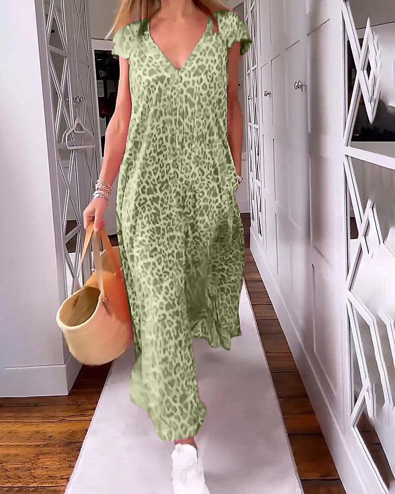 Marina V-Neck Printed Long Dress