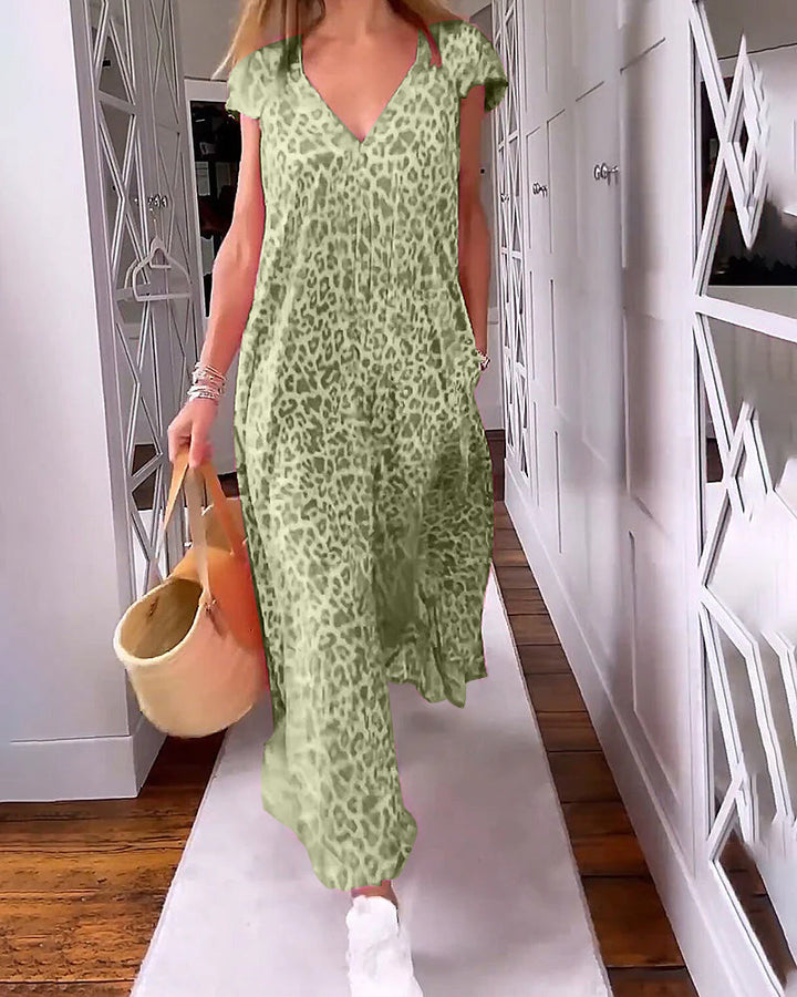 Marina V-Neck Printed Long Dress