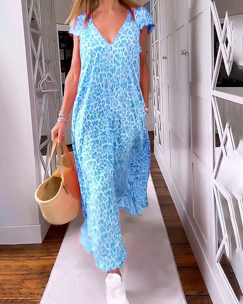 Marina V-Neck Printed Long Dress