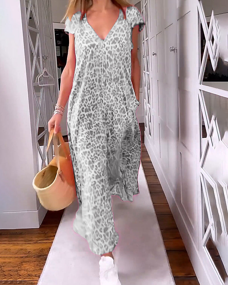 Marina V-Neck Printed Long Dress