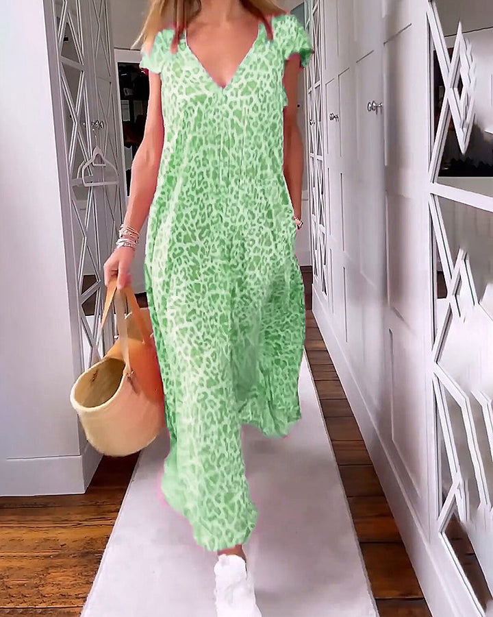 Marina V-Neck Printed Long Dress
