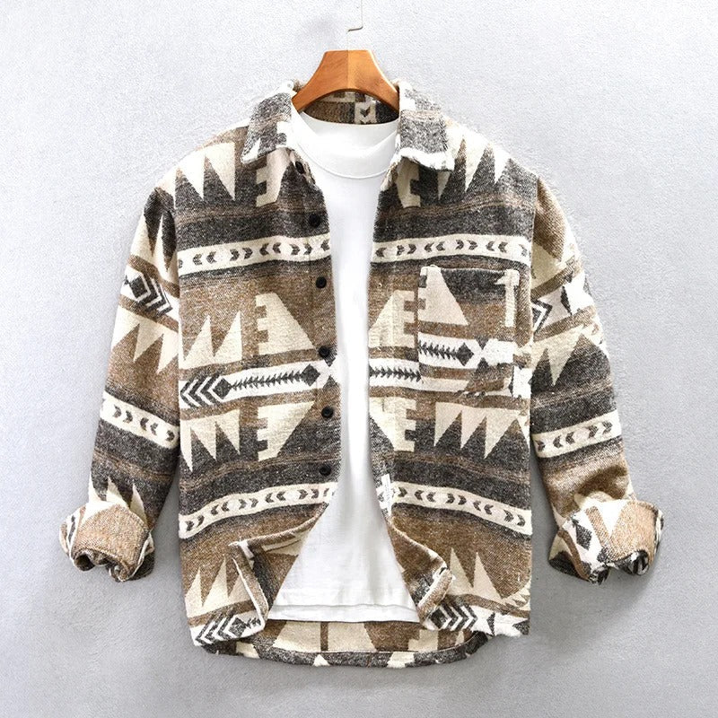 Erik Stylish Tribal Print Button-Down Shirt