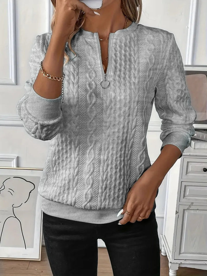 Elena Textured Quarter-Zip Pullover