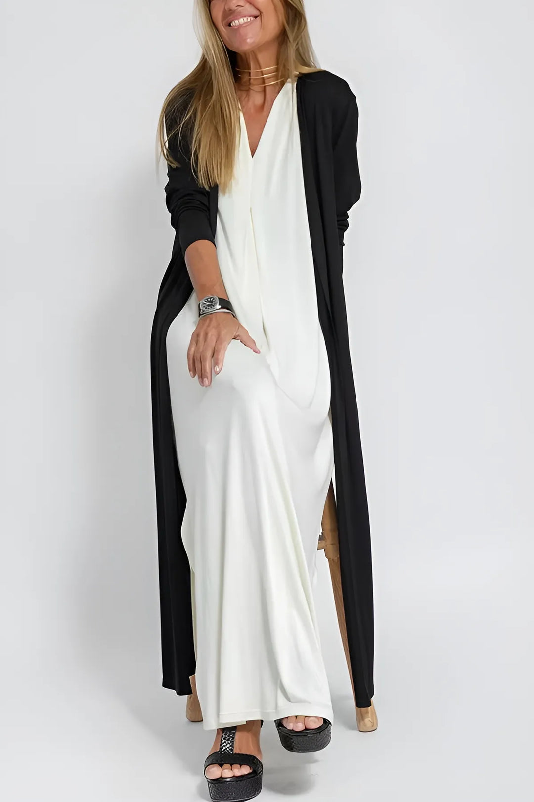 Clara Elegant long dress + matching cardigan FREE