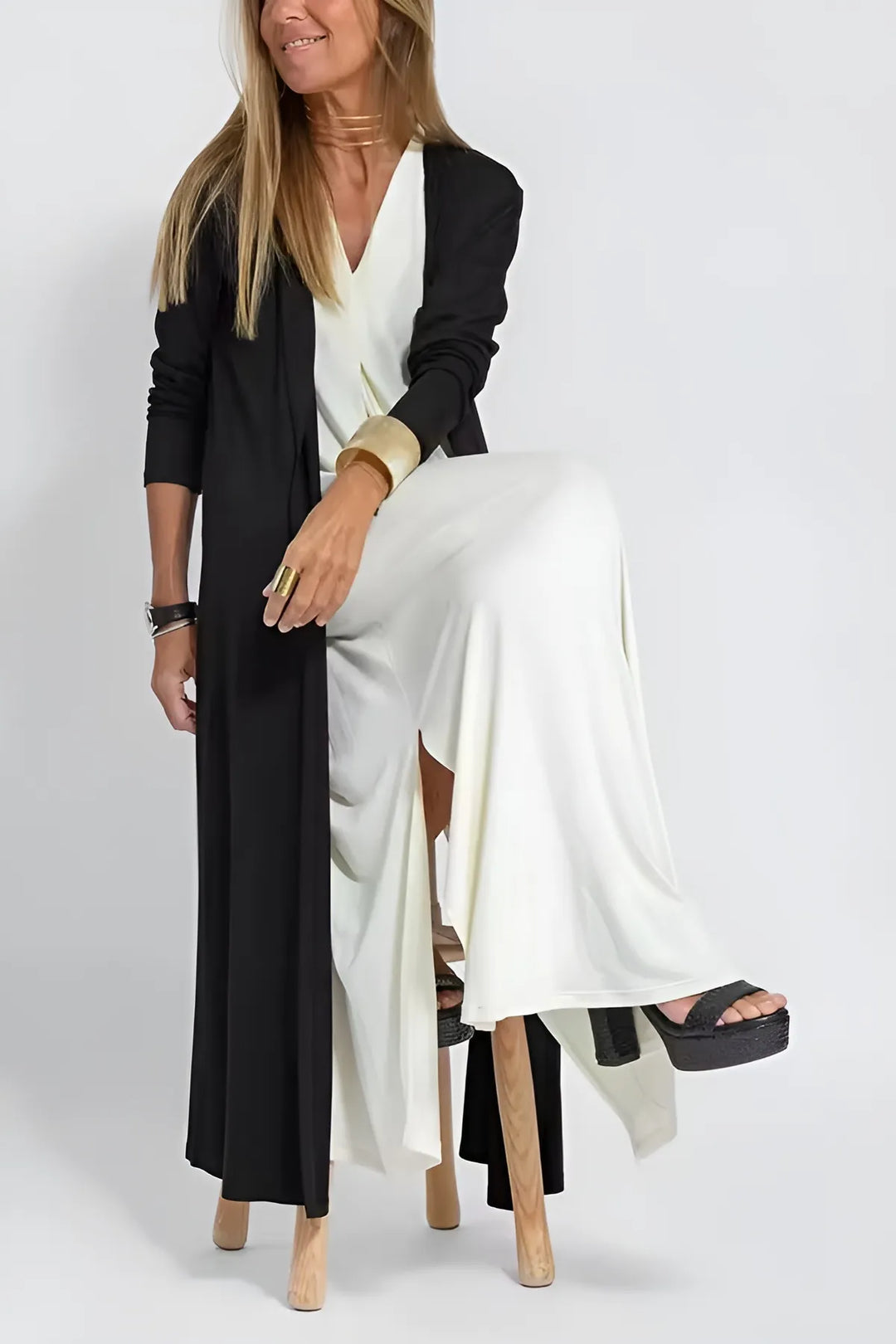 Clara Elegant long dress + matching cardigan FREE