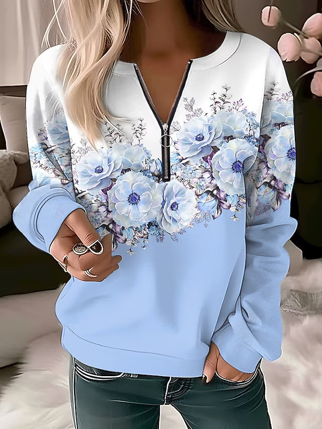 Alysée  Floral Zip-up Sweater