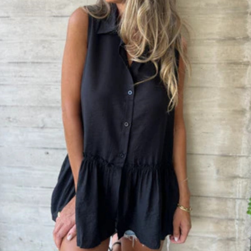 Aquila Ruffle Buttoned Top