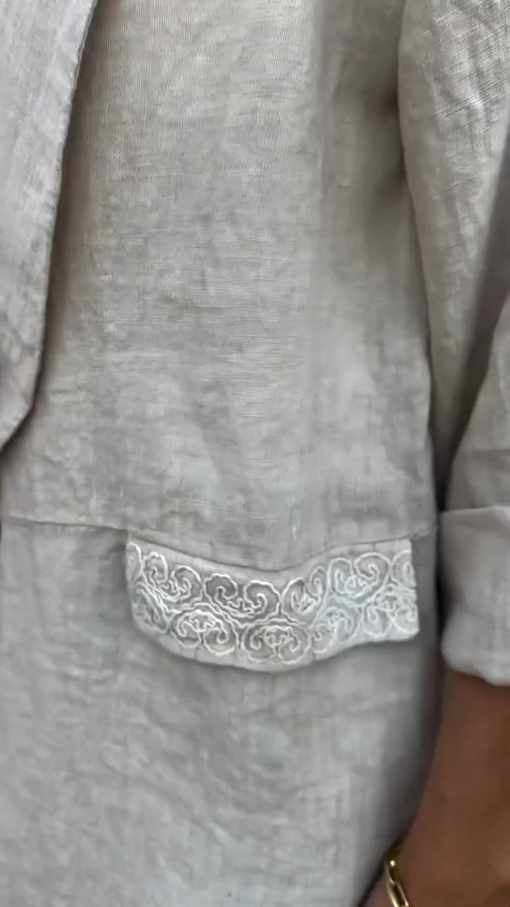 Malena Cotton And Linen Open Front Blouse