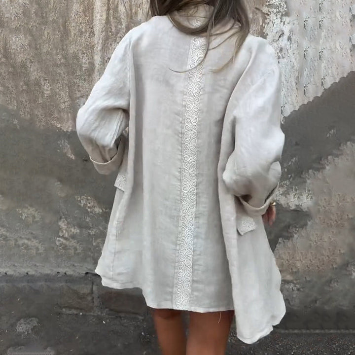 Malena Cotton And Linen Open Front Blouse