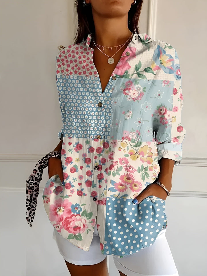 Violet Floral Breeze Button-Up Shirt