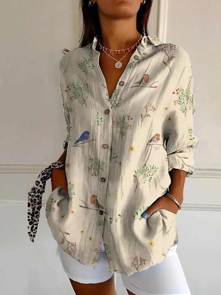 Violet Floral Breeze Button-Up Shirt