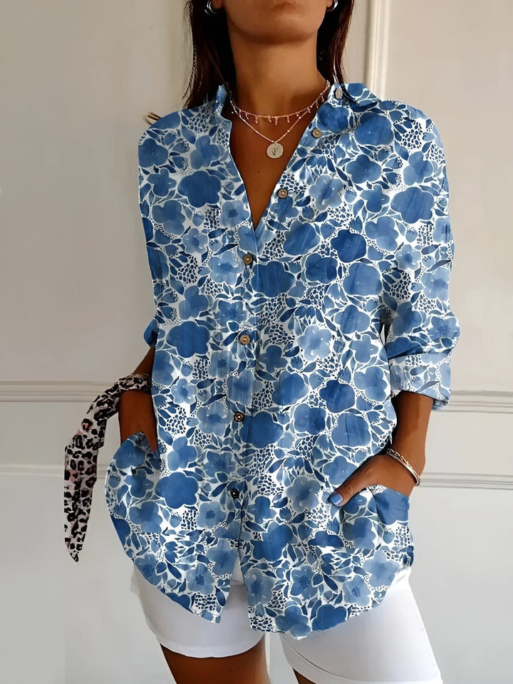 Violet Floral Breeze Button-Up Shirt