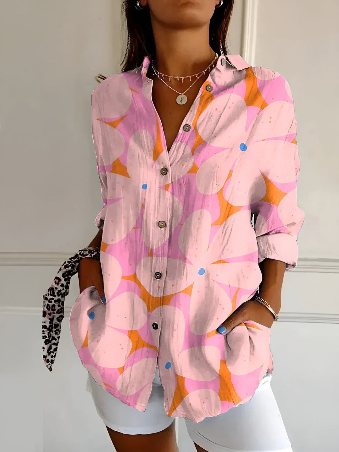 Violet Floral Breeze Button-Up Shirt