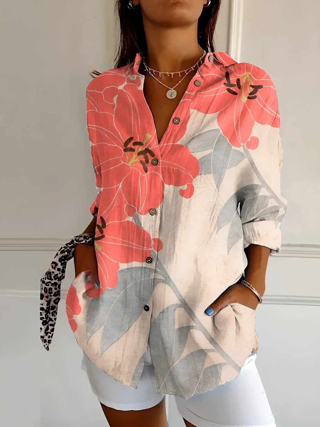 Violet Floral Breeze Button-Up Shirt