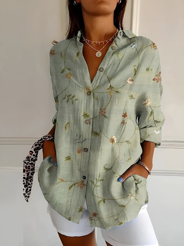 Violet Floral Breeze Button-Up Shirt
