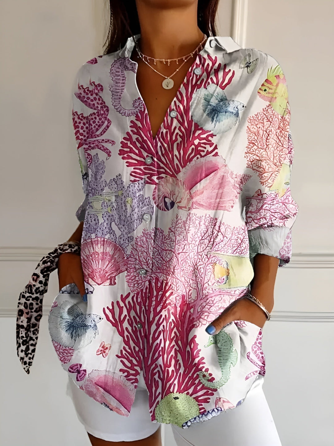 Violet Floral Breeze Button-Up Shirt