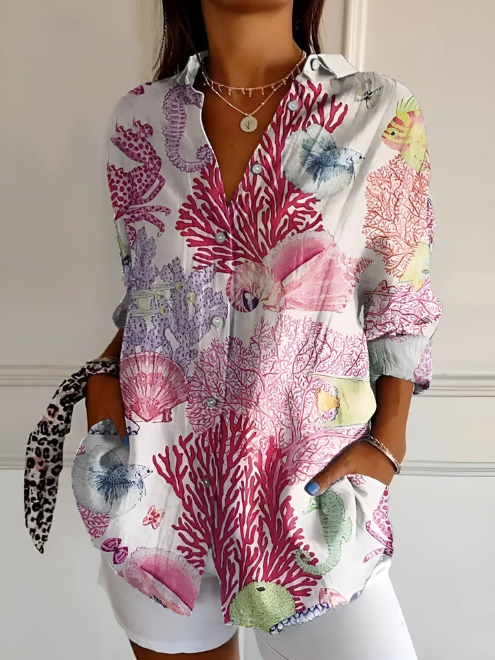 Violet Floral Breeze Button-Up Shirt