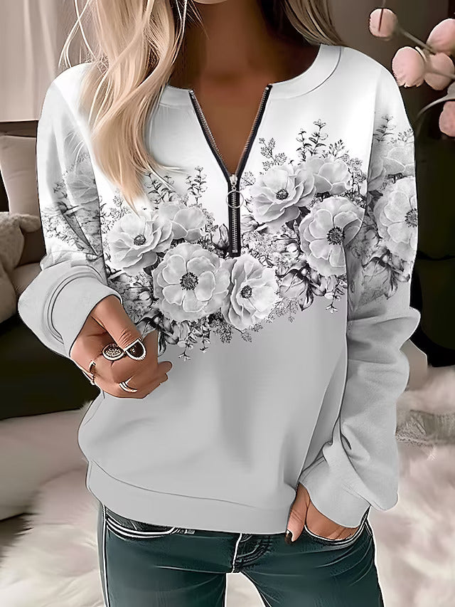 Alysée  Floral Zip-up Sweater